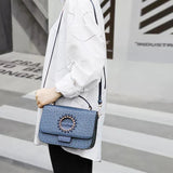 Women Ostrich Pattern Cowhide Shoulder Bag Leather Crossbody Bags
