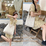 Vintage Plaid Floral Double-Sided Women's Tote Bag
