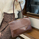 Crocodile Pattern Large Shoulder Bag Women Handbag