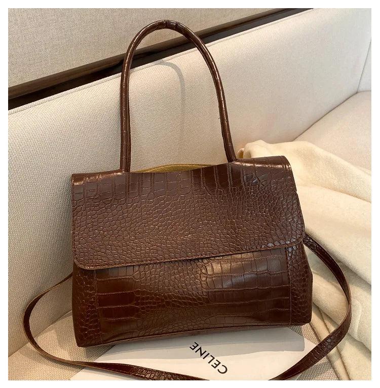 Crocodile Pattern Large Shoulder Bag Women Handbag