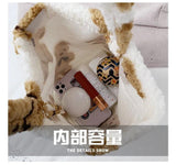 Fluffy Fur Bear Shoulder Tote Bag Soft Girls School Bag