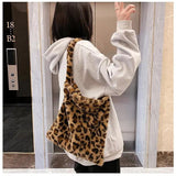 Fluffy Fur Bear Shoulder Tote Bag Soft Girls School Bag
