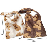 Fluffy Fur Bear Shoulder Tote Bag Soft Girls School Bag