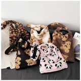 Fluffy Fur Bear Shoulder Tote Bag Soft Girls School Bag