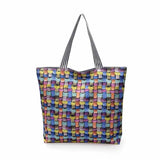 Large Striped Canvas Tote Beach Bag, Multicolor Shoulder Handbag for Women Girls