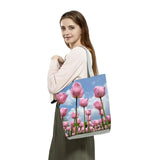 Casual Women Tulip Floral Print Tote Bag High Capacity Lady Shoulder Handbag