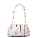 Women's Soft PU Leather Shoulder Bag Solid Pleated Small Handbag