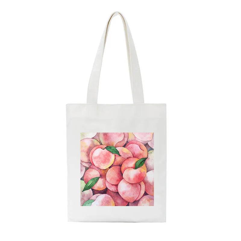 Peach Print Harajuku Bag Large-Capacity Canvas Vintage Cartoon Ulzzang