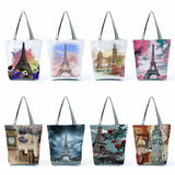 Floral Eiffel Tower Tote Bag for Women