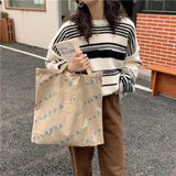 Canvas Shoulder Bag with Zipper for Girls