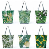 Green Leaves Plant Printed Handbags Travel Eco Friendly