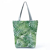 Green Leaves Plant Printed Handbags Travel Eco Friendly