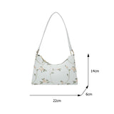 Floral Stitching Shoulder Bag Soft PU Leather Underarm Bags