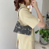 Floral Stitching Shoulder Bag Soft PU Leather Underarm Bags