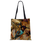 Leopard Owl Canvas Tote Shoulder Bag