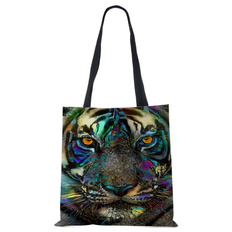 Leopard Owl Canvas Tote Shoulder Bag