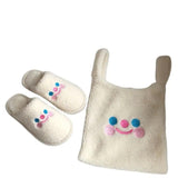 Winter Plush Clown Embroidery Shoulder Bag Women Handbag