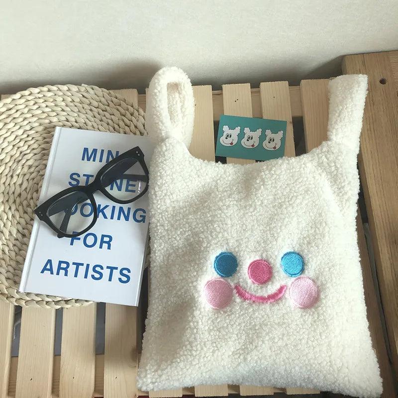 Winter Plush Clown Embroidery Shoulder Bag Women Handbag