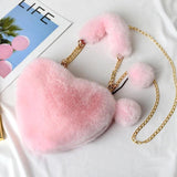 Plush Love Bag Portable Heart Bag for Women