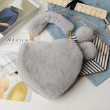 Plush Love Bag Portable Heart Bag for Women