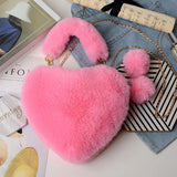 Plush Love Bag Portable Heart Bag for Women