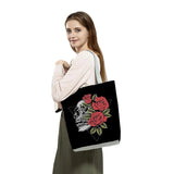 Halloween Skull Floral Tote Bag - Women's Shoulder Bag