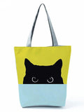 Double Cat Polyester Cloth Tote Bags For Women Shoulders Ladies Handbag Large Ca