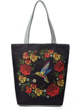Birds and Garlands Printed Handbags Shoulder Bag Vintage Tote Bag