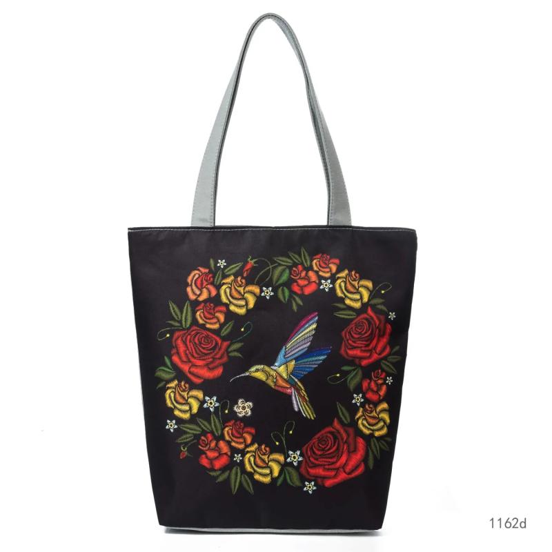 Birds and Garlands Printed Handbags Shoulder Bag Vintage Tote Bag