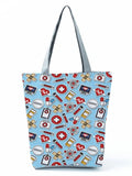 High Capacity Travel Beach Bag Cartoon Nurse Pill Printed Female Bag