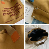 Vintage Canvas Women's Shoulder Bag Letter Hit Large Handbag with Buckle