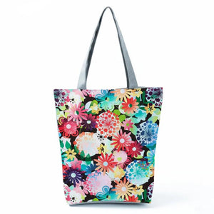 Colorful Floral Print Handbags Women Shoulder Bags Travel Tote Shopping Bag