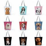 Dog Print Women Shoulder Bag High Capacity Shopping Bag