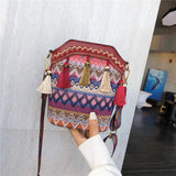Vintage Handwoven Crossbody Tassel Bag for Lady - Small Handbag