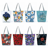 Floral Print Tote Bag for Women High Capacity Travel Beach Outdoor