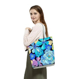 Floral Tote Bag Pretty Blossom Print Handbag High Capacity Portable Shopping