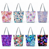 Floral Tote Bag Pretty Blossom Print Handbag High Capacity Portable Shopping