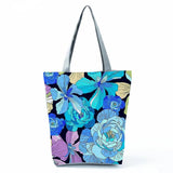 Floral Tote Bag Pretty Blossom Print Handbag High Capacity Portable Shopping