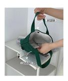 Plaid Woolen Shoulder Bag Houndstooth Handbags Girls Student Lunch Bento Bags