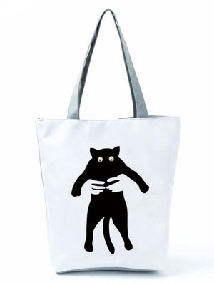 Ink Cat Printed Women's Handbag Eco Shopper Shoulder Tote Bag