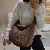 Quilted Soft Nylon Shoulder Bag Women Padded Handbag Big Totes