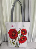 Red Flower Printed Handbags Portable All-match Shoulder Bag Large Women's Bag