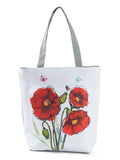 Red Flower Printed Handbags Portable All-match Shoulder Bag Large Women's Bag