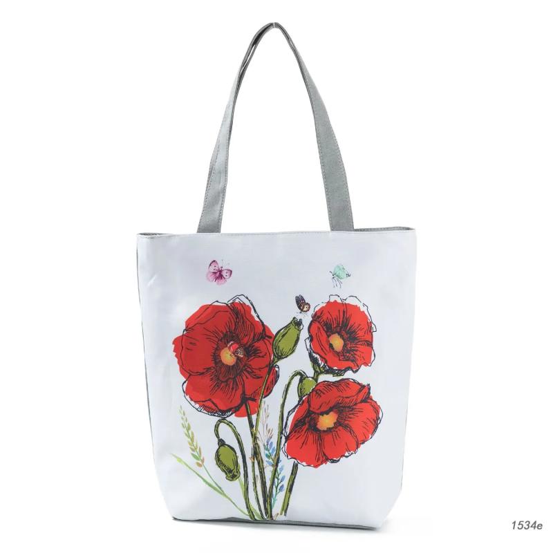 Red Flower Printed Handbags Portable All-match Shoulder Bag Large Women's Bag