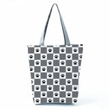 Dog Paw Printed Eco Portable Handbags High Capacity Tote Bag