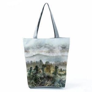 Chinese Landscape Women's Handbags High Capacity Classmate Gift