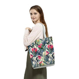 Flower Plant Print Large Shopping Shoulder Bags