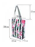 Vertical Stripe Flower Bee Pattern Printed Handbags Well Travel Bag
