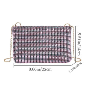 Rhinestones Chain Crossbody Bags Solid Shoulder Phone Pouch Lady Small