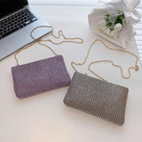 Rhinestones Chain Crossbody Bags Solid Shoulder Phone Pouch Lady Small